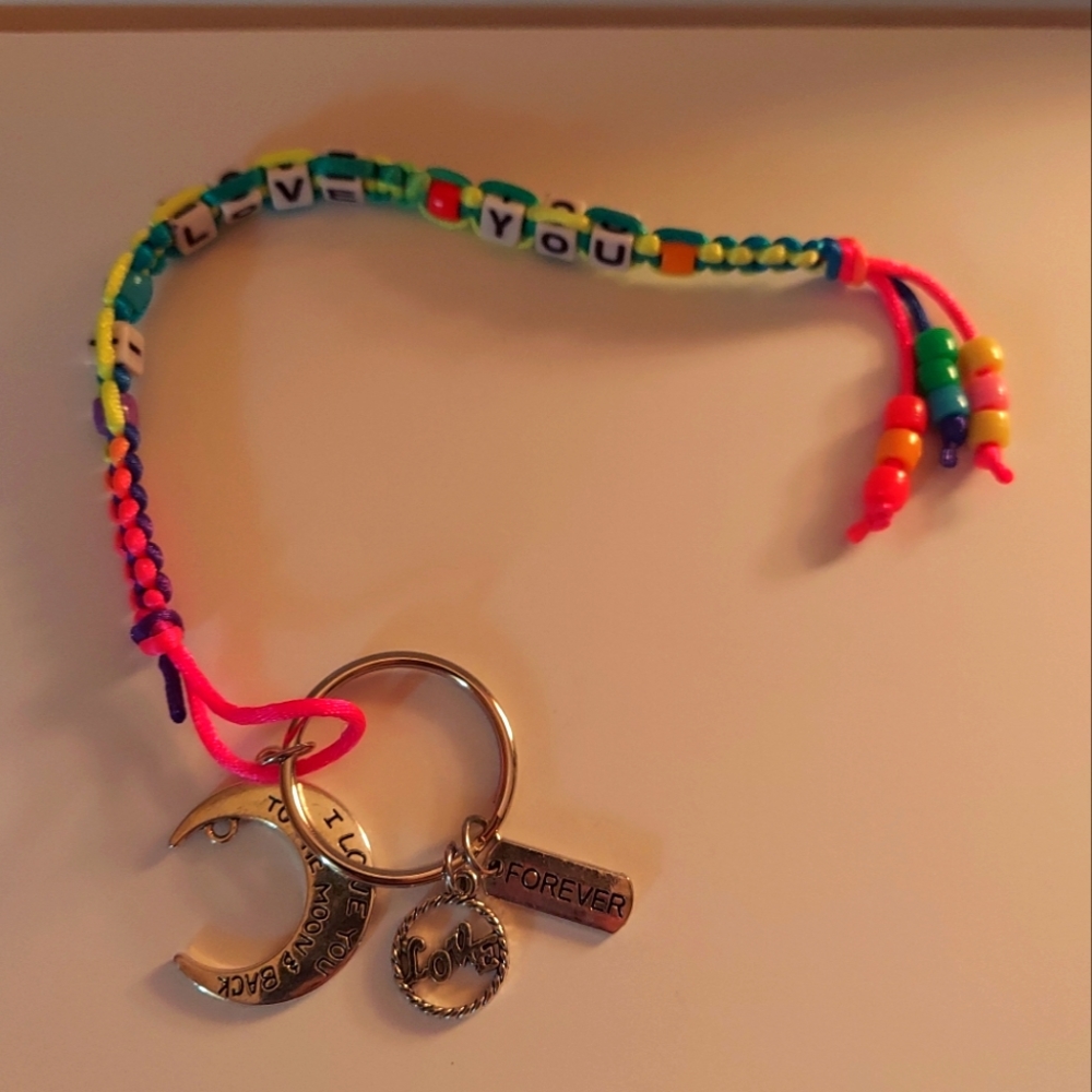 I Love You Multicolored Keychain with Love Charms